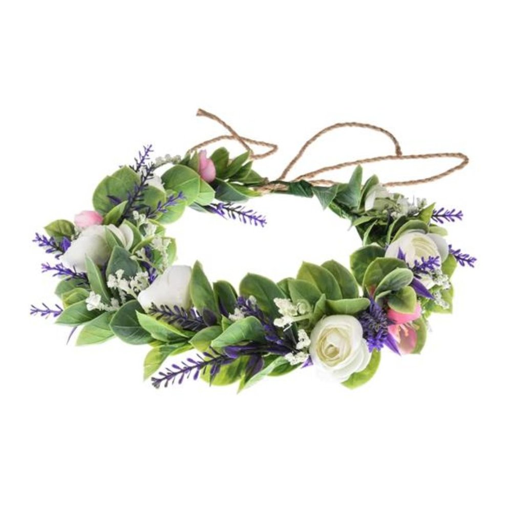 Floral Fall Artificial BabyBreath Flower Halo WeddingCrown Pink Bridal Headpiece